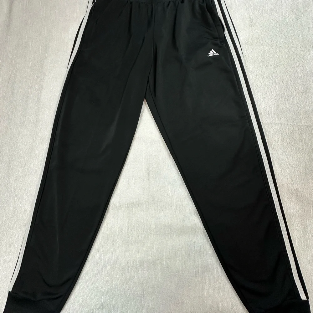 Adidas Black Sweatpants with Signature Stripes